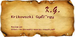 Krikovszki György névjegykártya